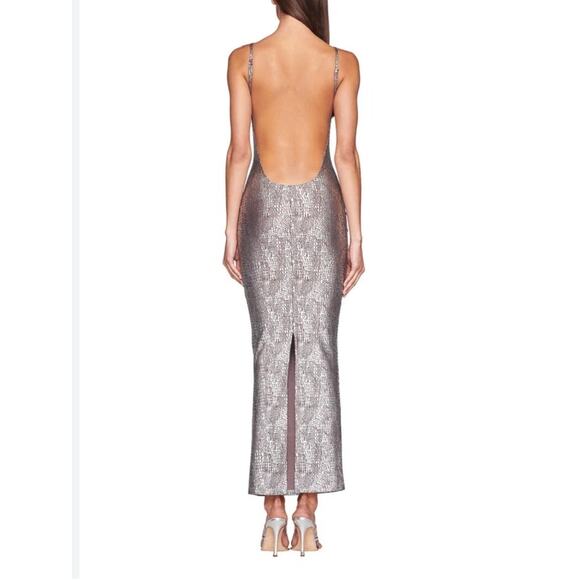 I.AM.GIA Maxi Dress Croc Ginny Size S Silver Maroon Red - Picture 7 of 7